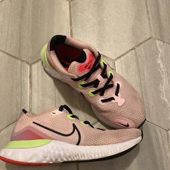 Nike Renew Women's Running Shoes - Pink and Neon Green Yellow - Picture 4 of 12